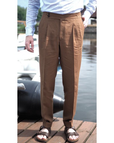 Spodnie Lniane Barnaba II Sartorial Cognac