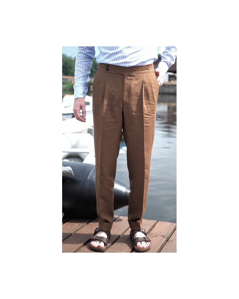 Spodnie Lniane Barnaba II Sartorial Cognac