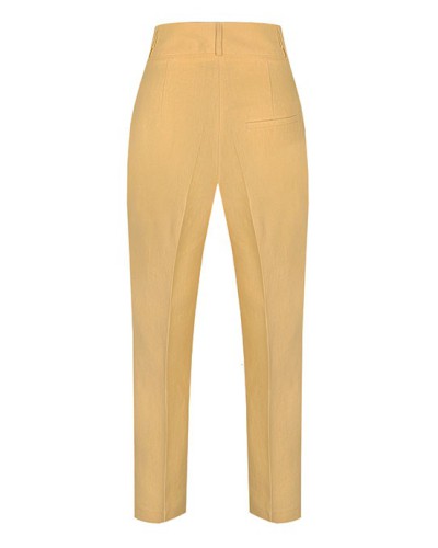 Spodnie damskie lniane z wysokim stanem Mellow Yellow |Benevento