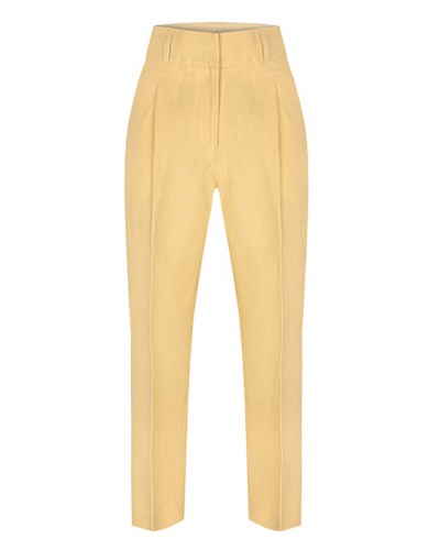 Spodnie damskie lniane z wysokim stanem Mellow Yellow |Benevento
