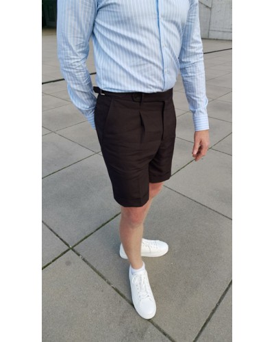 Szorty Lniane Barnaba II Sartorial Ciemny Brąz