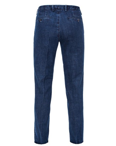 Spodnie jeansowe z japońskiego denimu z zakładkami w kroju klasycznym.