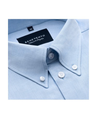 Męska Jeansowa Koszula -  kołnierzyk button down 100% Egipskiej bawełny, długi rękaw