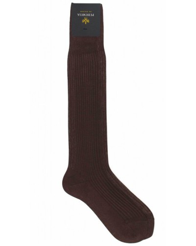 Skarpety Podkolanówki Merceryzowane Brązowe 100% Cotton Fil D'écosse