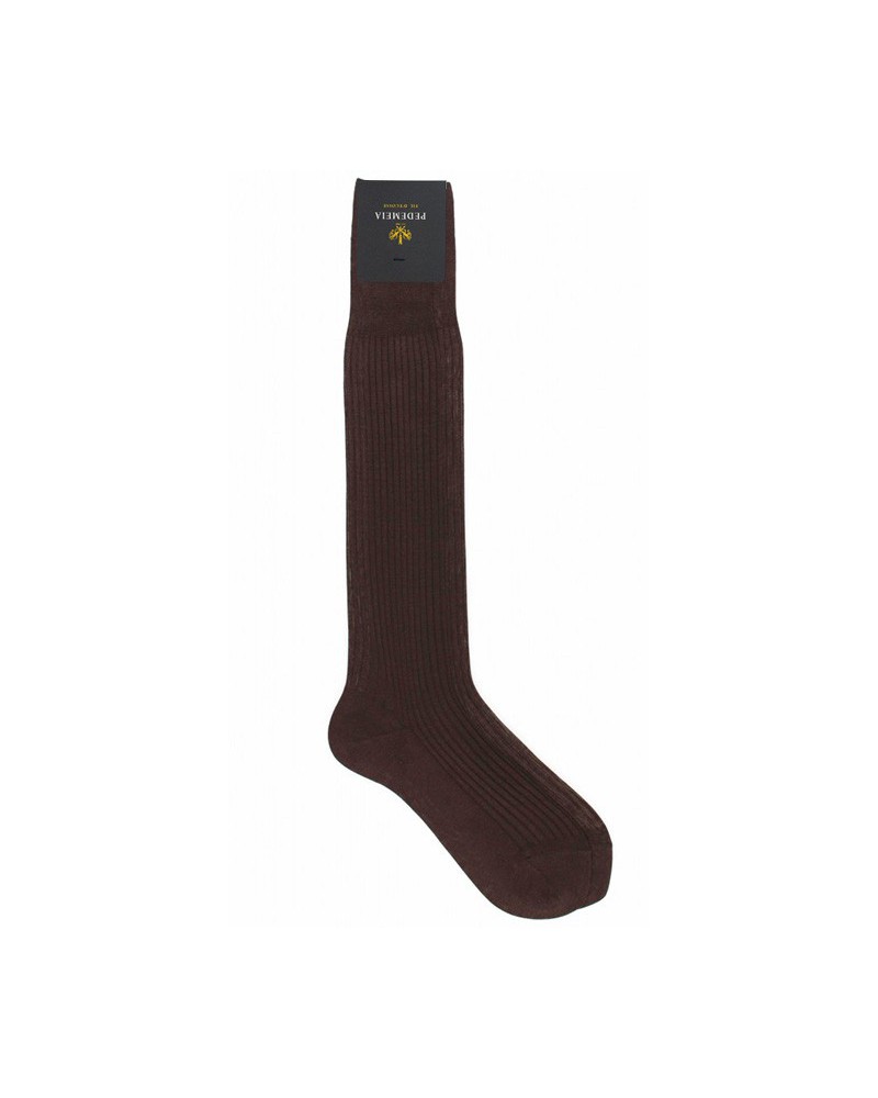 Skarpety Podkolanówki Merceryzowane Brązowe 100% Cotton Fil D'écosse