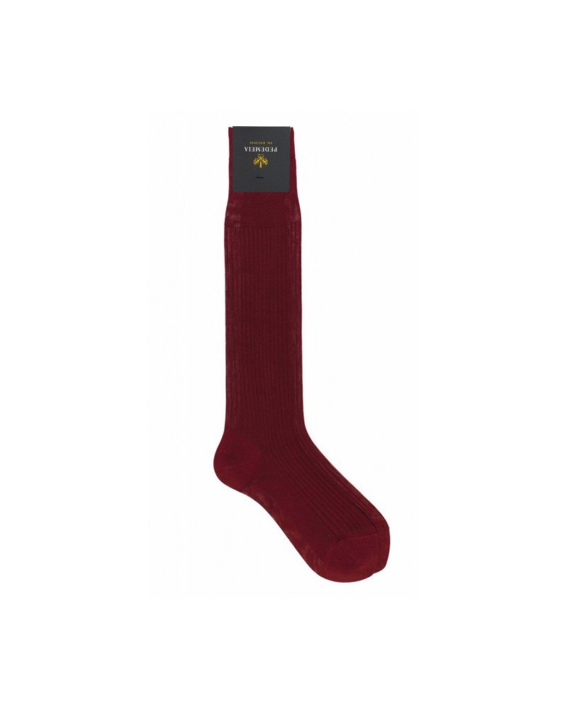 Skarpety Podkolanówki Merceryzowane Bordowe 100% Cotton Fil D'écosse