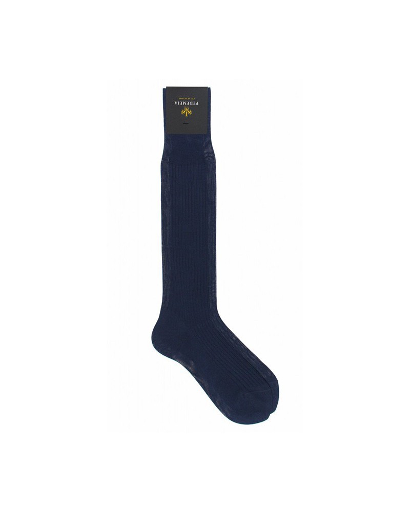 Skarpety Podkolanówki Merceryzowane Granatowe 100% Cotton Fil D'écosse